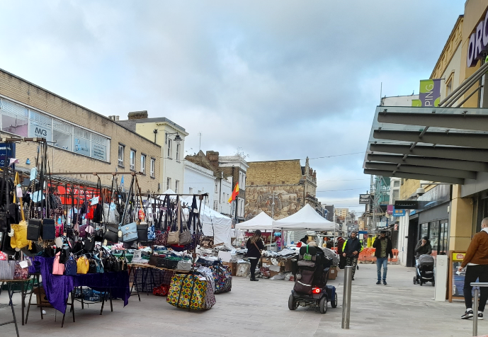 Market stalls on Dartford High Street