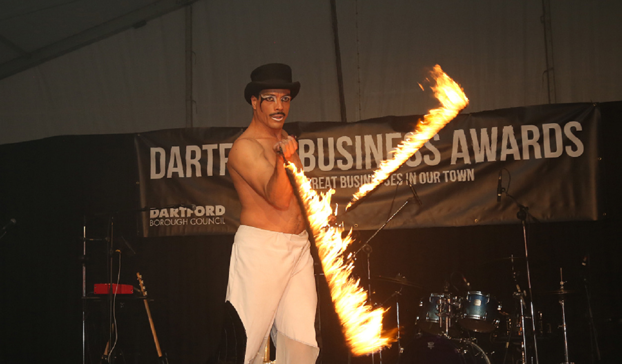 Fire dancer performing at Dartford Business Awards